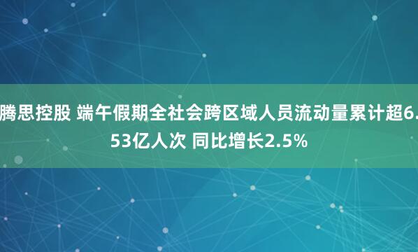 腾思控股 端午假期全社会跨区域人员流动量累计超6.53亿人次 同比增长2.5%
