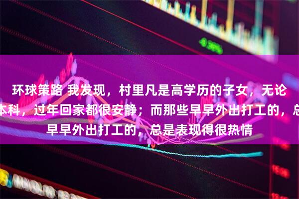 环球策路 我发现，村里凡是高学历的子女，无论博士、硕士还是本科，过年回家都很安静；而那些早早外出打工的，总是表现得很热情