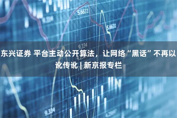 东兴证券 平台主动公开算法，让网络“黑话”不再以讹传讹 | 新京报专栏