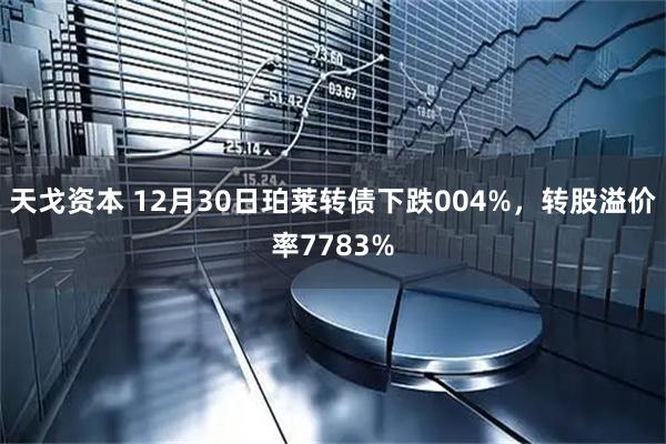 天戈资本 12月30日珀莱转债下跌004%，转股溢价率7783%